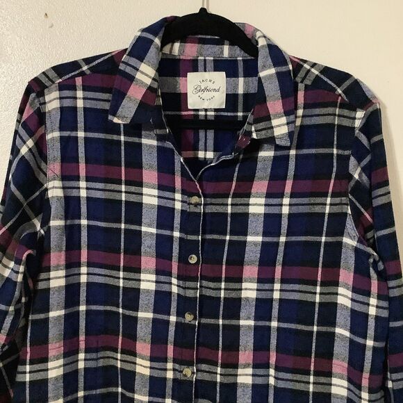 Jachs Girlfriend Boyfriend Fit Outdoorsy Blue Plaid Hiking Camping Fall Shirt M - Picture 2 of 8